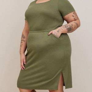 Torrid At The Knee Slub Rib Slit T-Shirt Dress Size 3 (22-24)